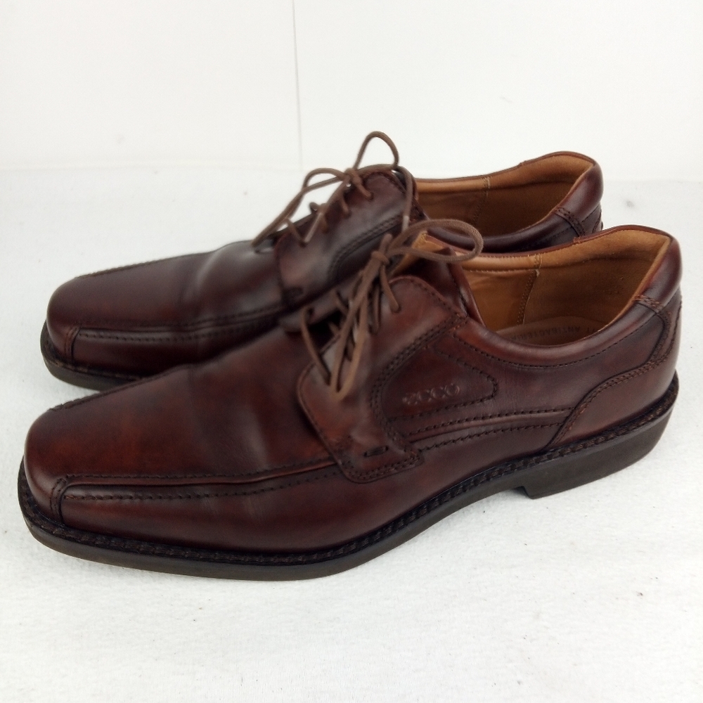 ECCO Brown Leather Square Toe Oxford Dress Shoes